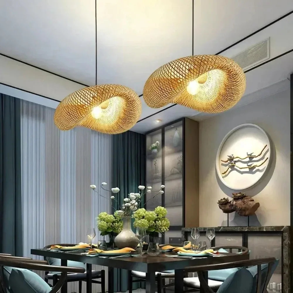 Handmade Bamboo Weaving LED Pendant Light