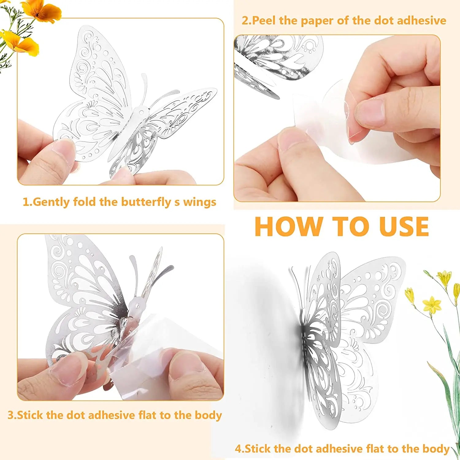 12Pcs 3D Luminous Butterfly Wall Stickers
