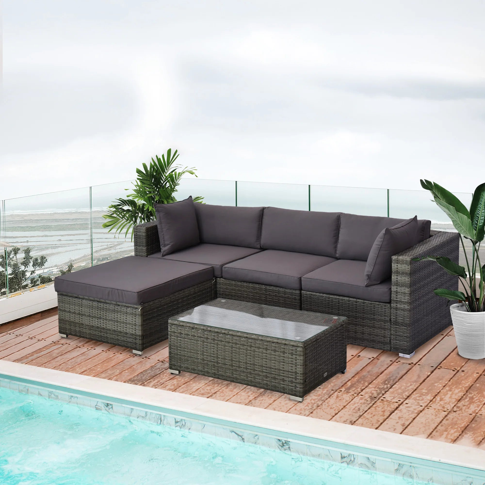 5-Piece Outdoor Rattan Wicker Sofa Set