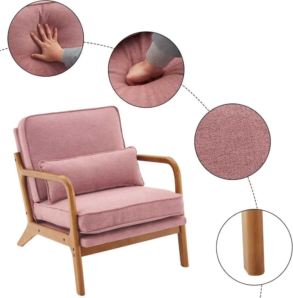 Set of 2 Pink Mid-Century Modern Accent Chairs