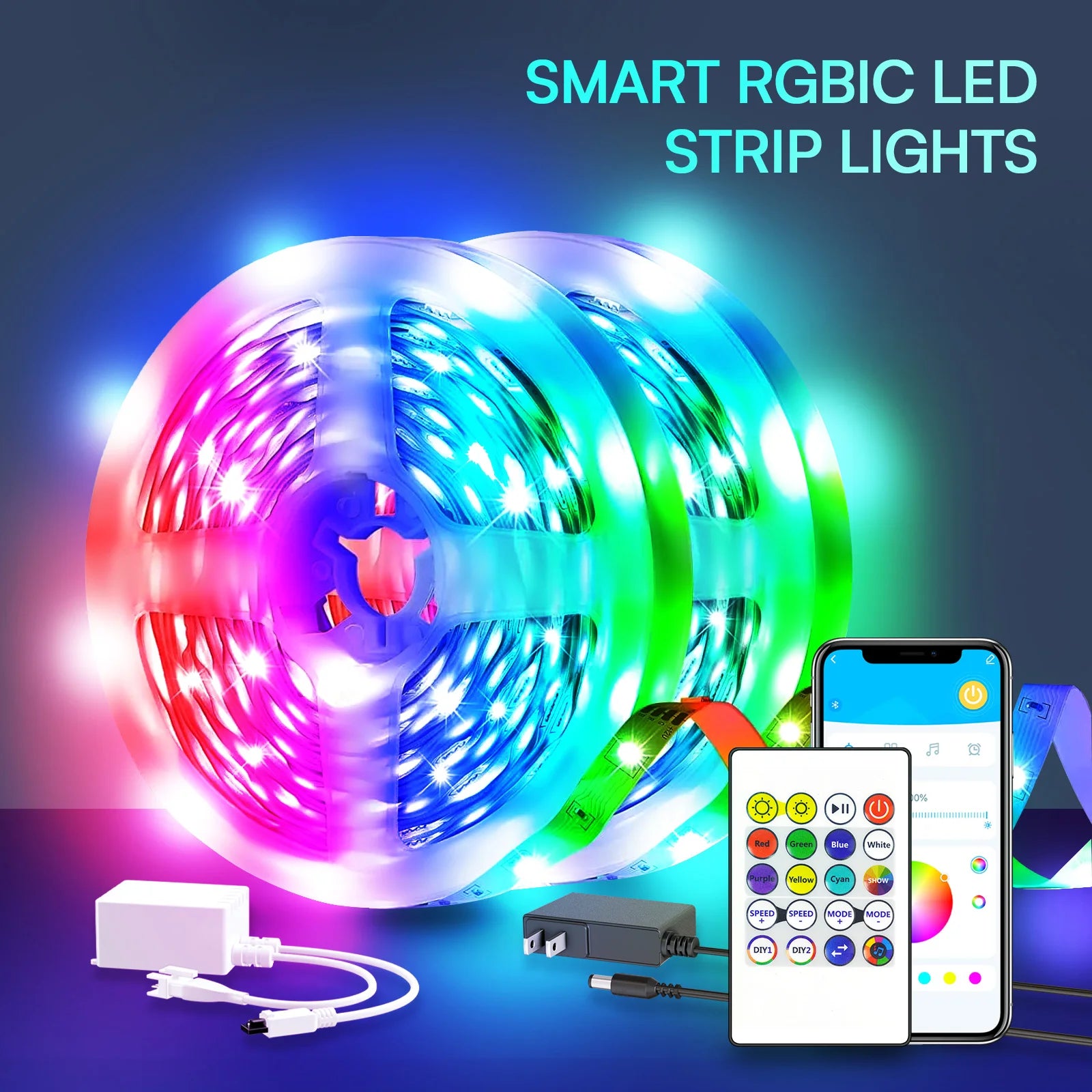 200ft Smart RGB LED Light Strip with Music Sync