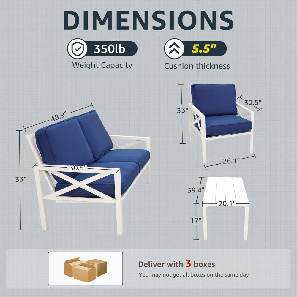 4-Piece Outdoor Patio Conversation Set with Cushions