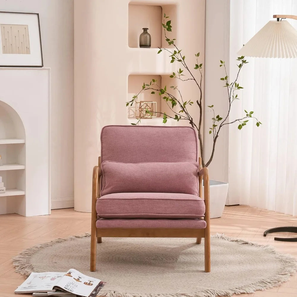 Set of 2 Pink Mid-Century Modern Accent Chairs