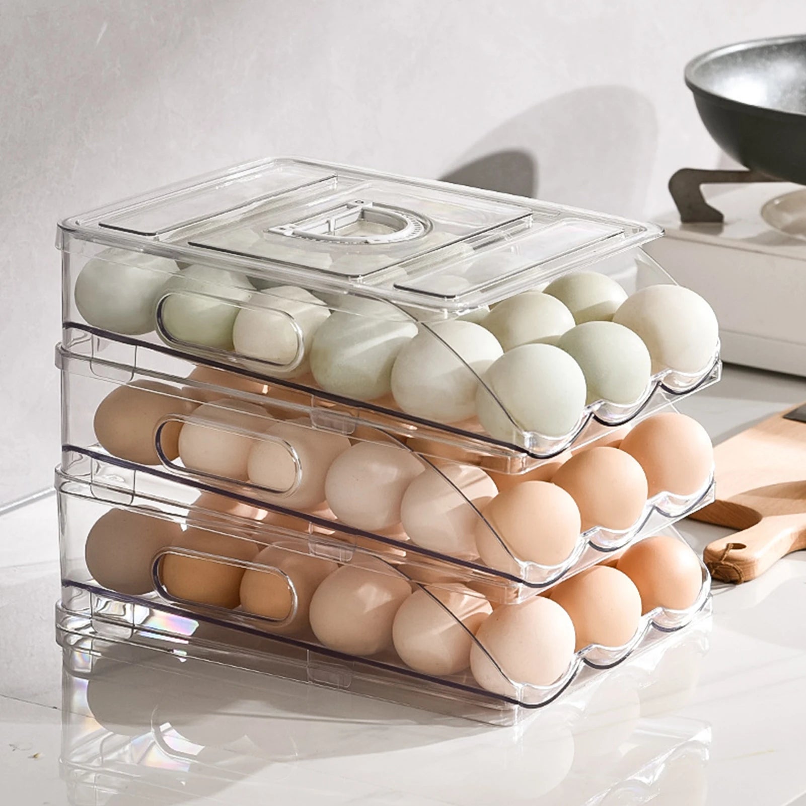 Automatic Rolling Egg Organizer Storage Box