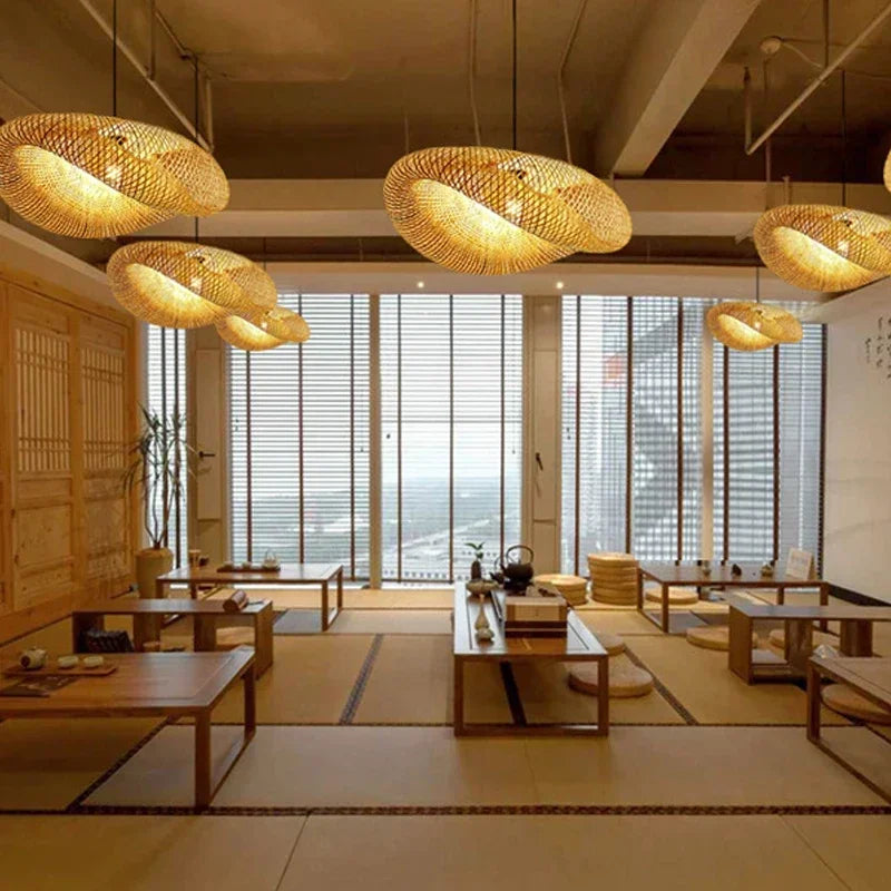 Handmade Bamboo Weaving LED Pendant Light