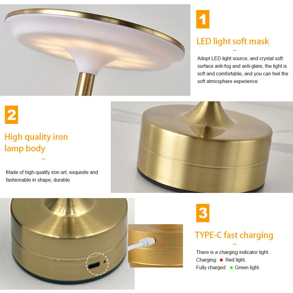 Touch Sensor LED Table Lamp – USB Rechargeable