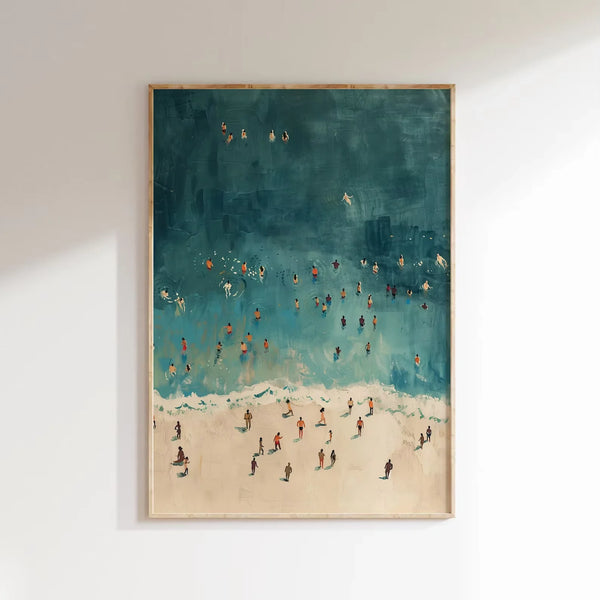 Tiny Swimmers Ocean Print – Minimalist Wall Art