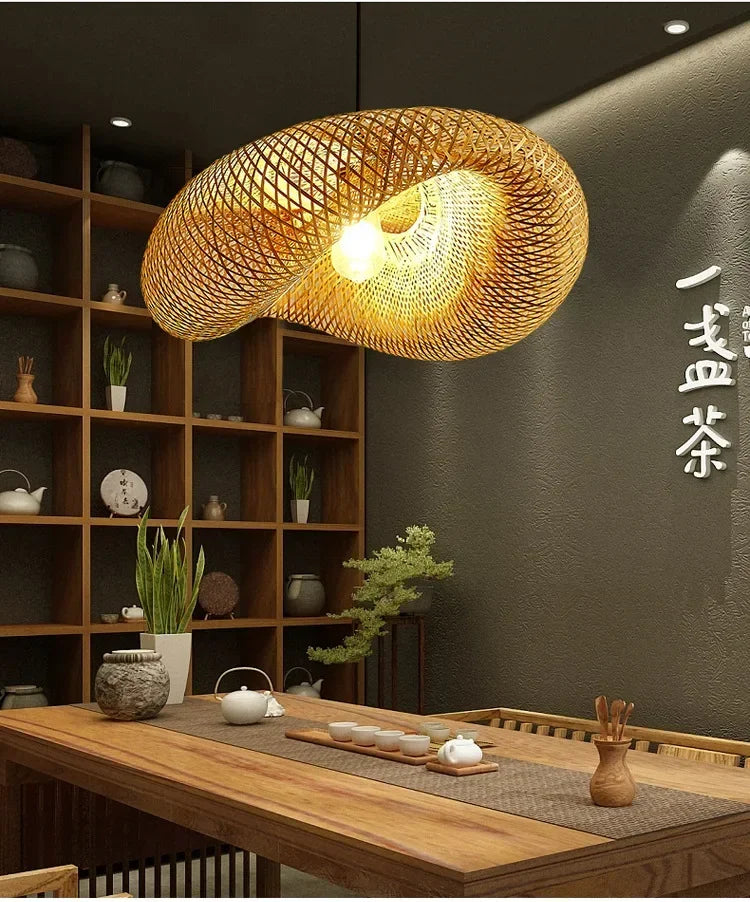 Handmade Bamboo Weaving LED Pendant Light