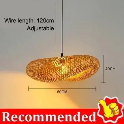 Handmade Bamboo Weaving LED Pendant Light