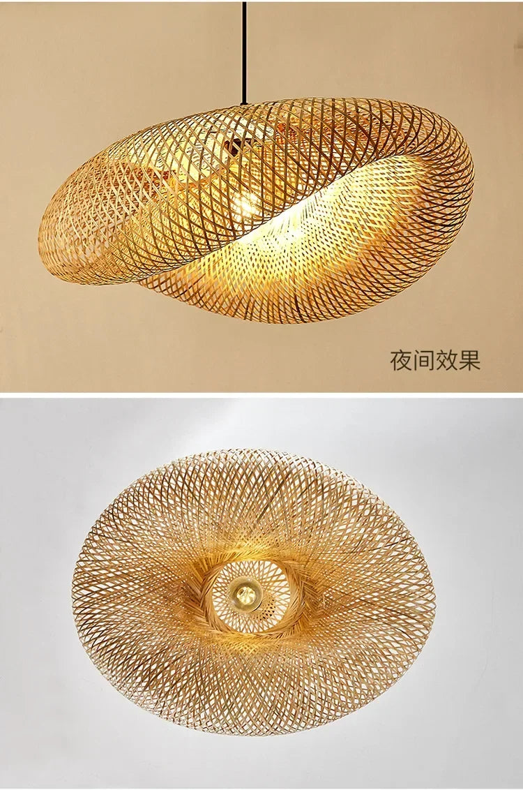 Handmade Bamboo Weaving LED Pendant Light
