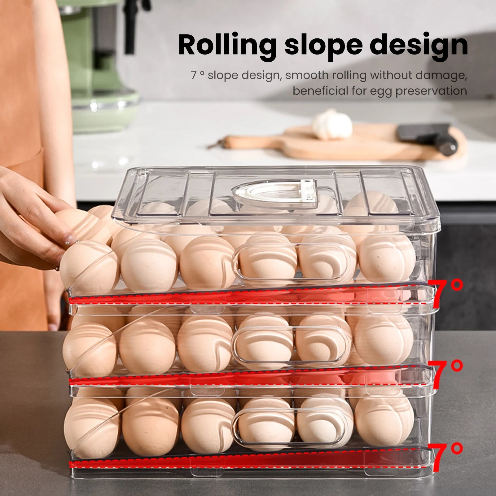 Automatic Rolling Egg Organizer Storage Box