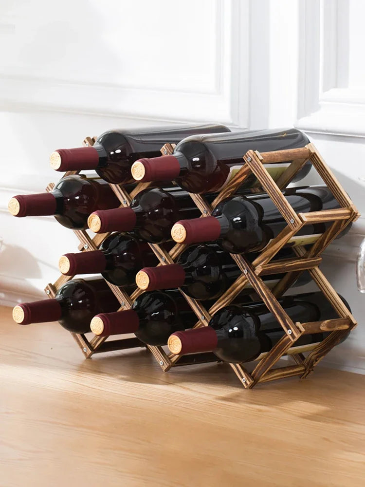 Stackable Wooden Wine Storage Rack (3–10 Bottles)