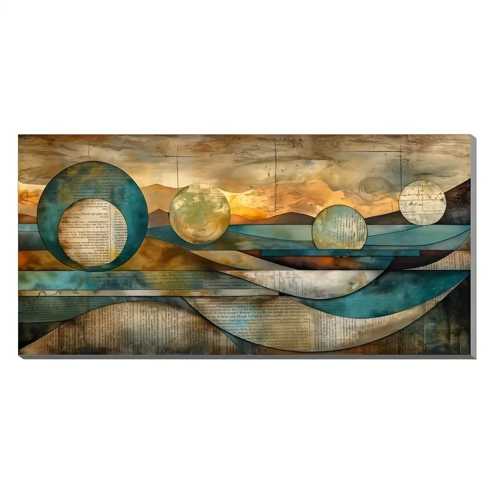 Art Deco Modern Canvas Wall Art with Pine Frame