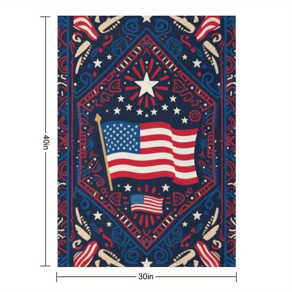 Retro Style Flannel Throw Blanket with Letter Print