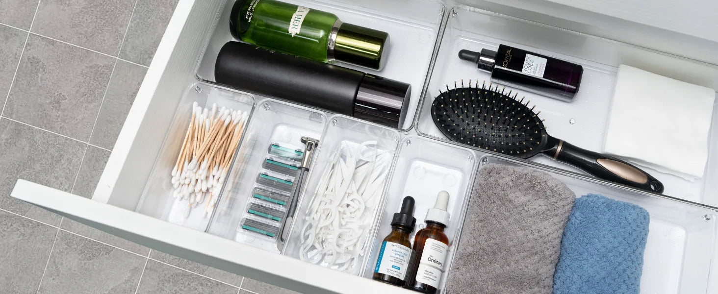 Large Clear Plastic Drawer Organizer Bins – Pack
