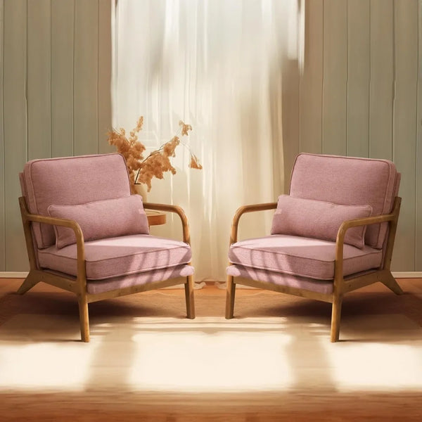 Set of 2 Pink Mid-Century Modern Accent Chairs