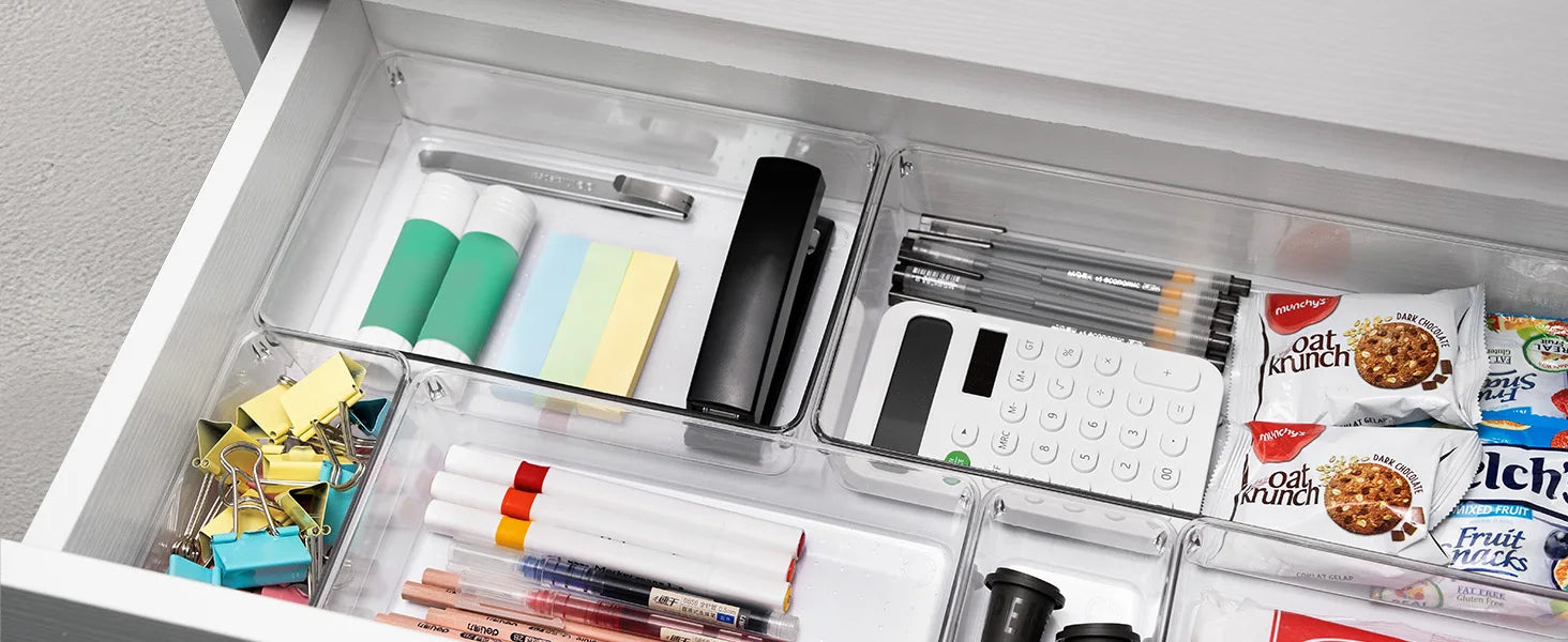 Large Clear Plastic Drawer Organizer Bins – Pack