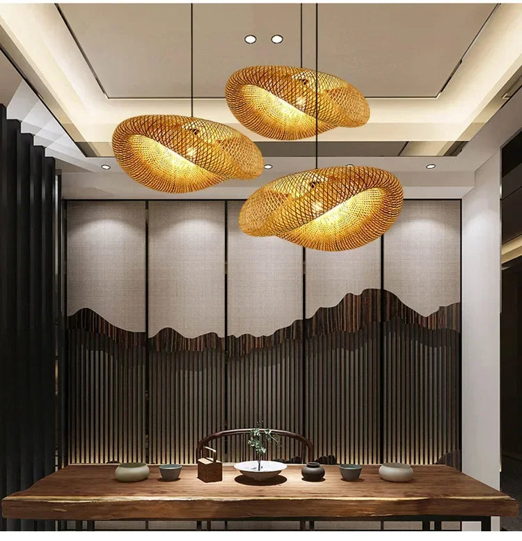 Handmade Bamboo Weaving LED Pendant Light