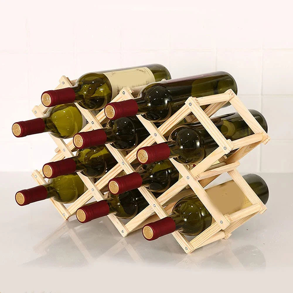 Stackable Wooden Wine Storage Rack (3–10 Bottles)