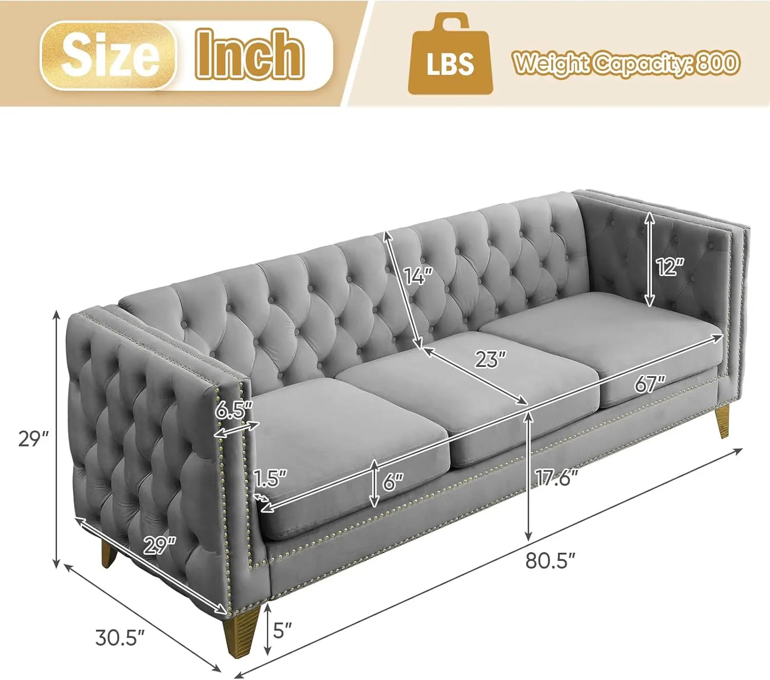 Velvet Living Room Sofa Set – Loveseat & 3-Seater with Tufted Back & Rivet Detail