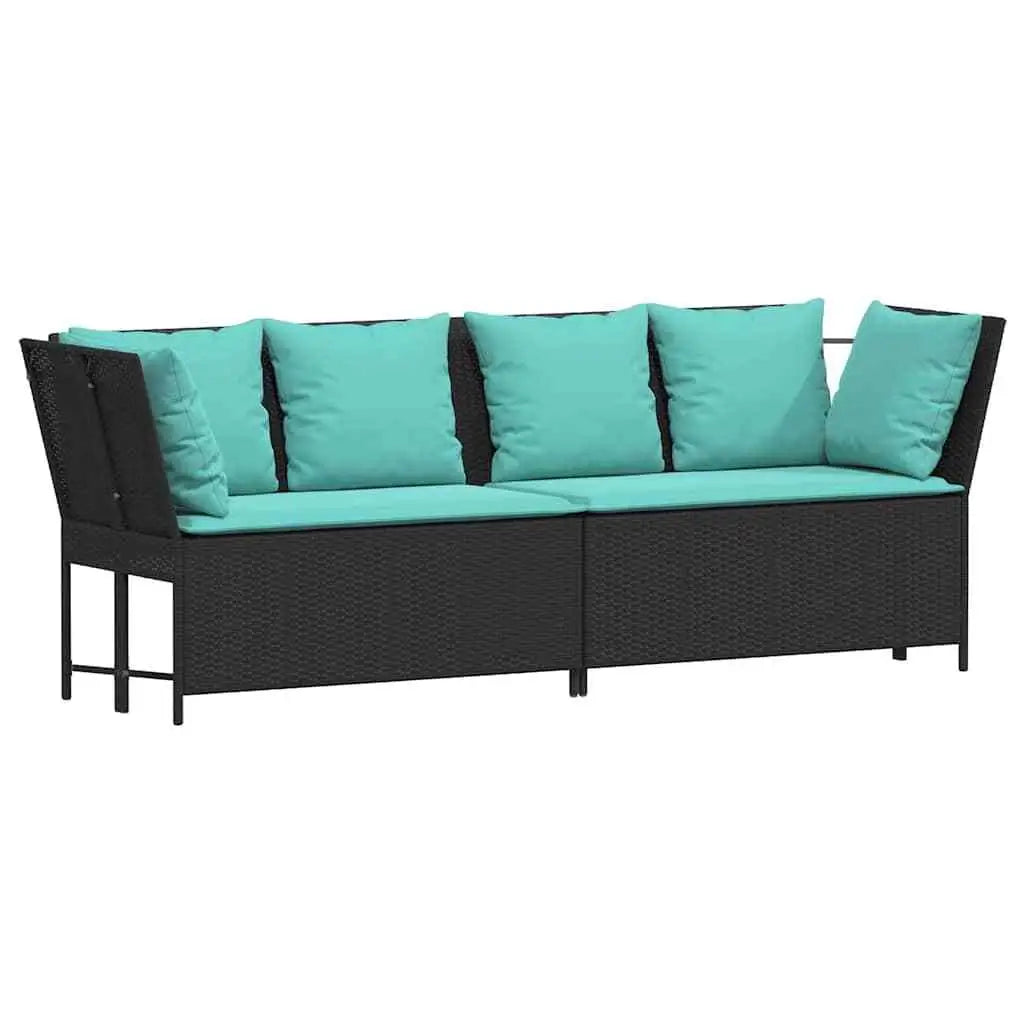 Elegant Black Rattan Patio Sofa Set
