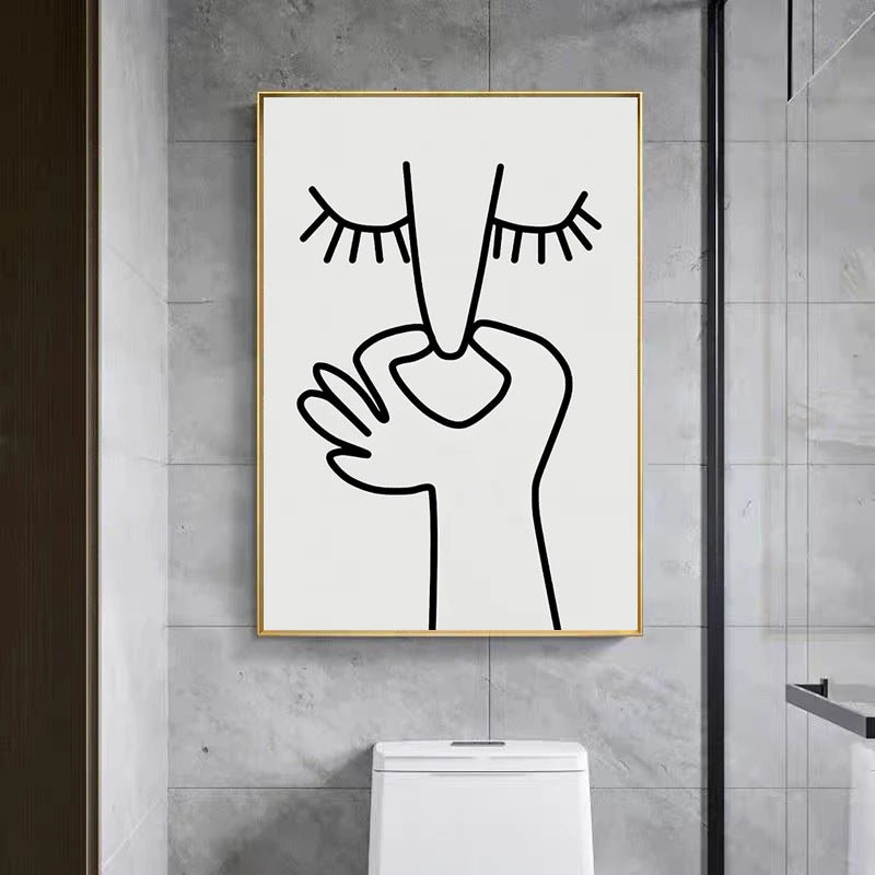 Funny Bathroom Poster – Black & White Canvas Print