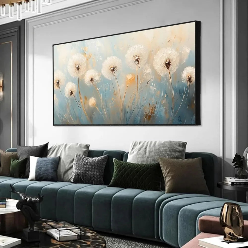Dandelion Canvas Wall Art with Gold Frame