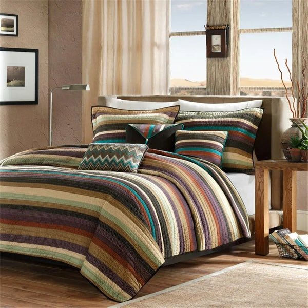 Reversible Quilt Set with Throw Pillows Multi Full Queen