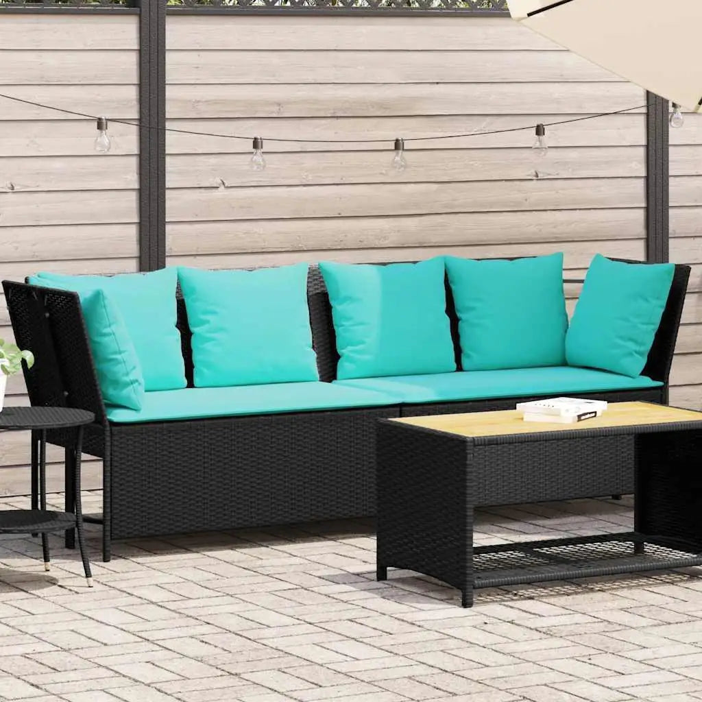 Elegant Black Rattan Patio Sofa Set