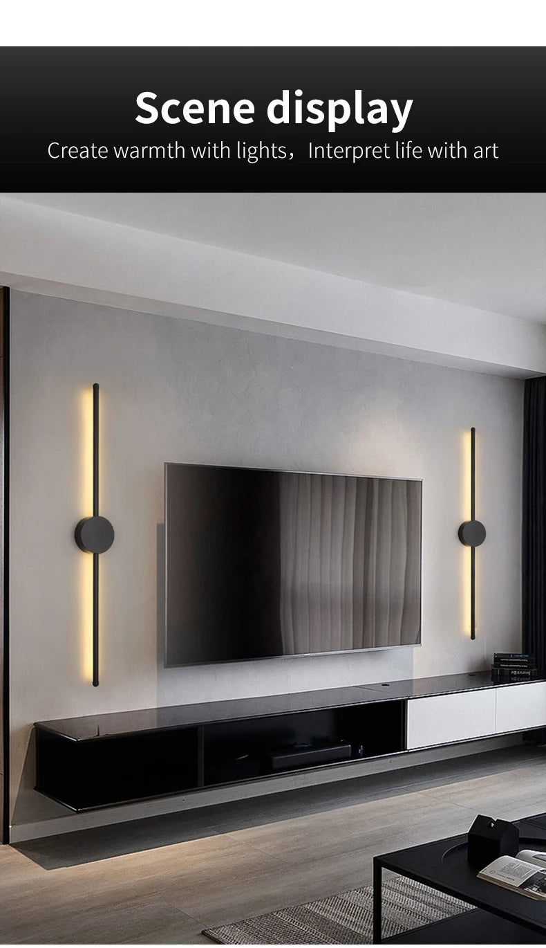 Modern Black I-Shaped LED Wall Light