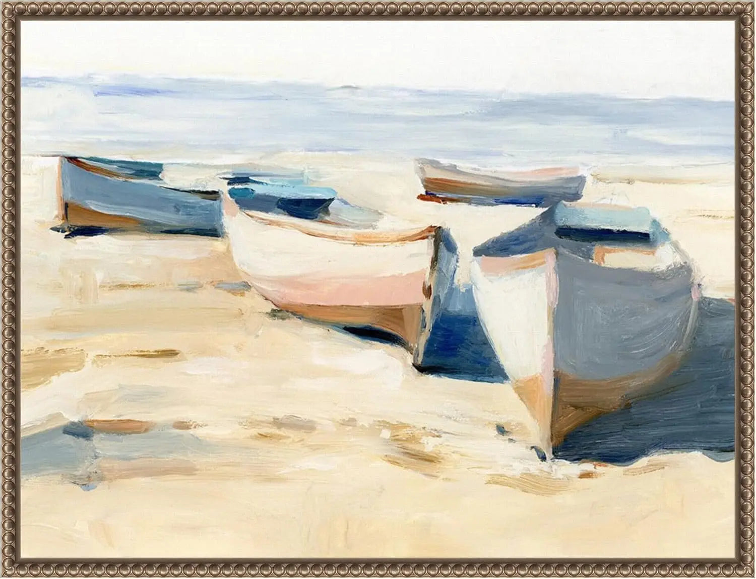 Framed Canvas Wall Art – Beached Boats by Ethan Harper