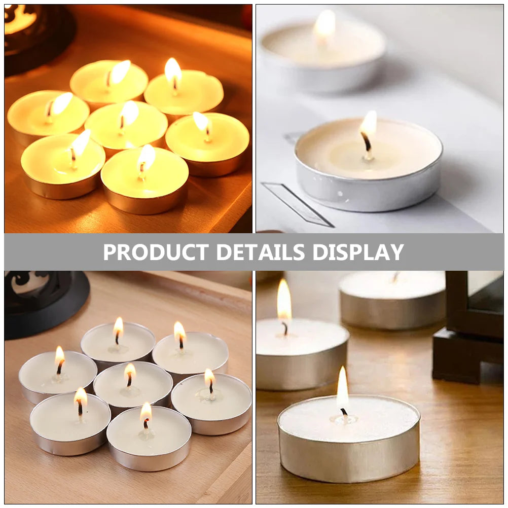 50-Pack Scented Tealight Candles – White Round Romantic Metal Cup Candles