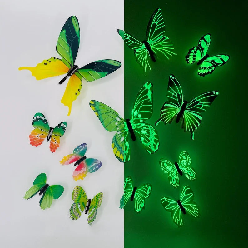 12Pcs 3D Luminous Butterfly Wall Stickers