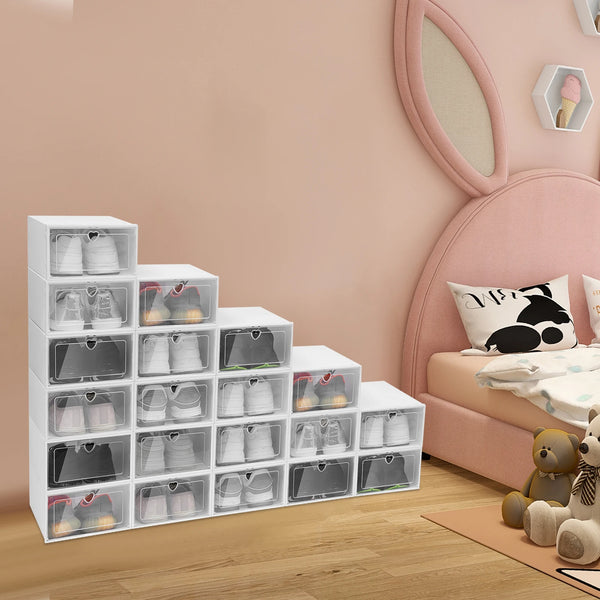 Bymaocar 20Pcs Clear Stackable Shoe Box Organizer