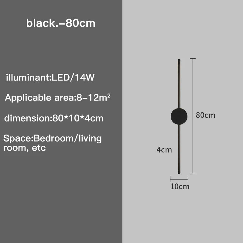 Modern Black I-Shaped LED Wall Light