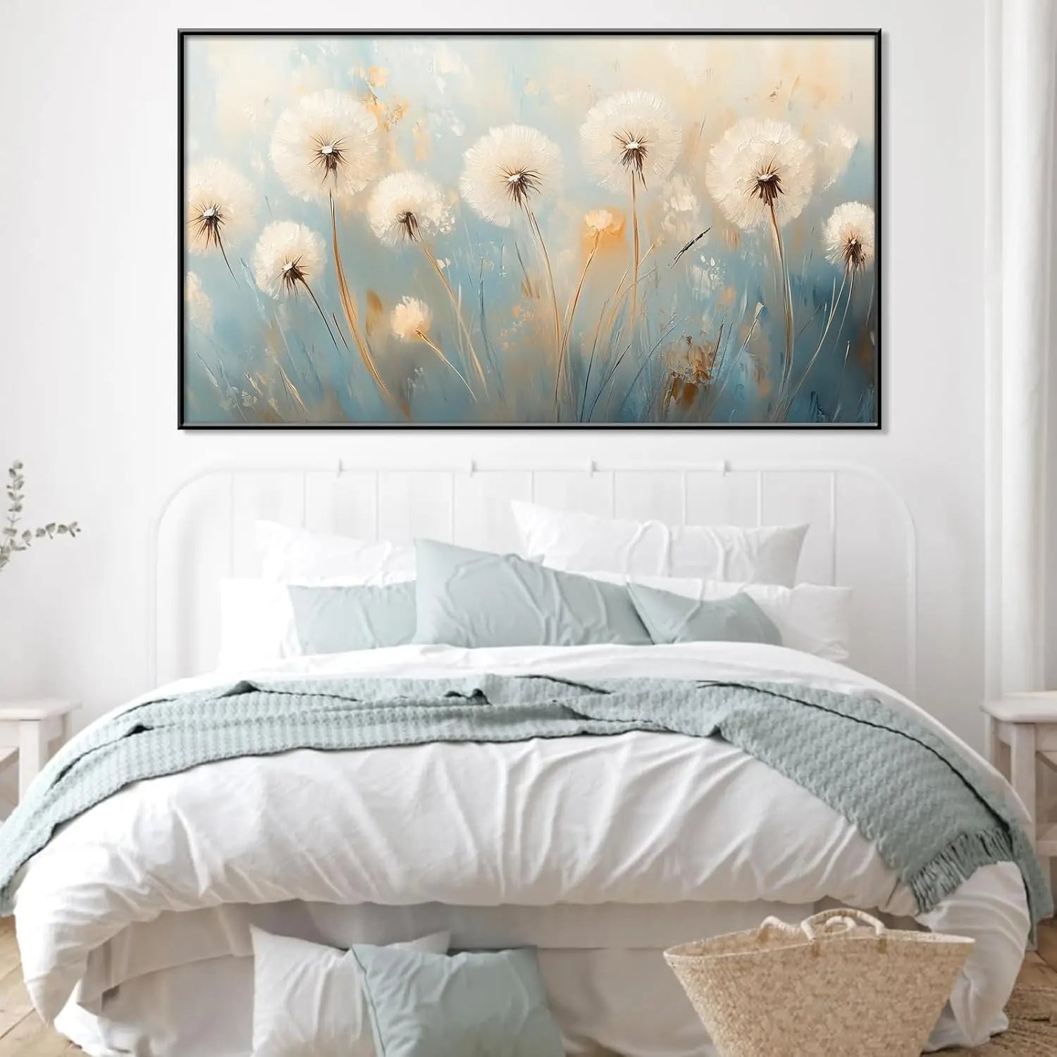 Dandelion Canvas Wall Art with Gold Frame