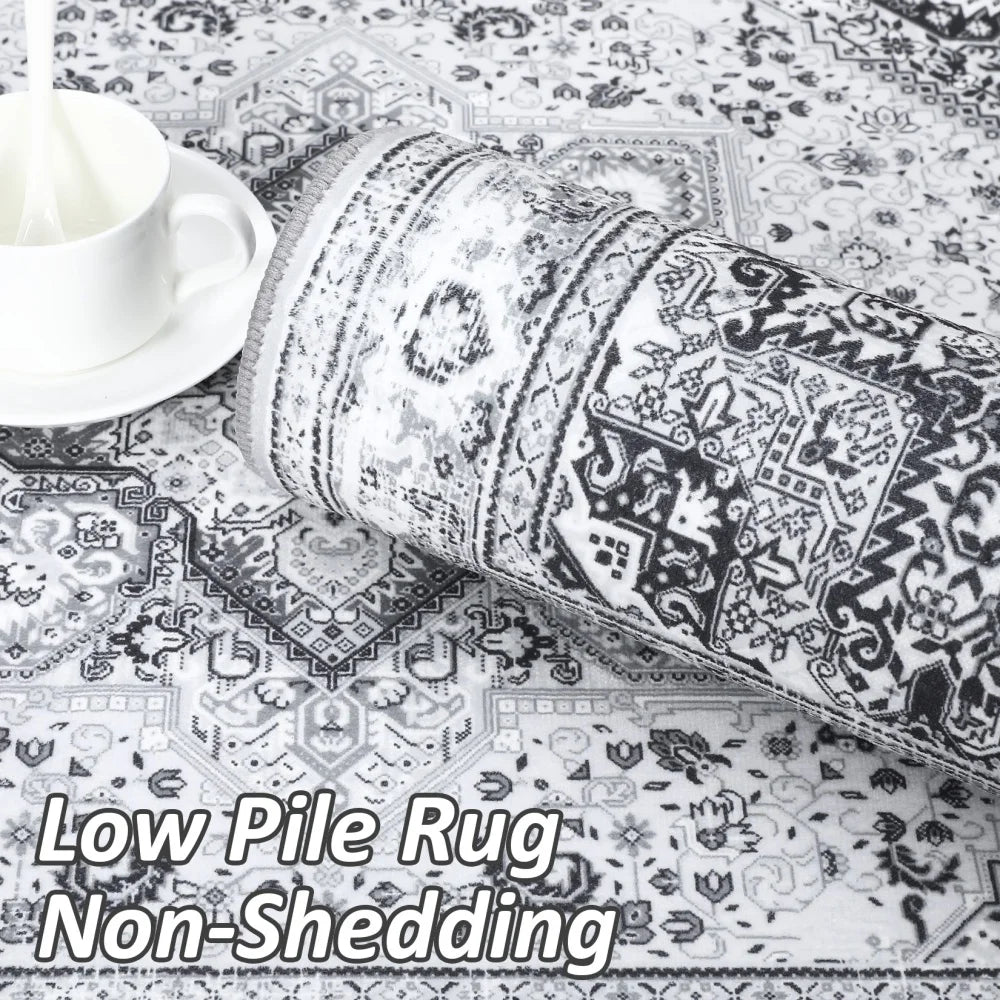 2x6ft Washable Vintage Runner Rug – Low-Pile