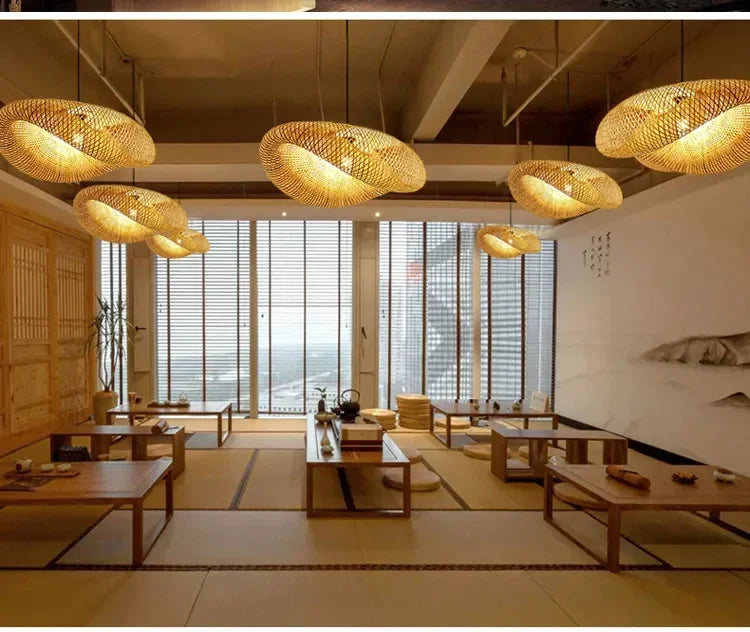 Handmade Bamboo Weaving LED Pendant Light