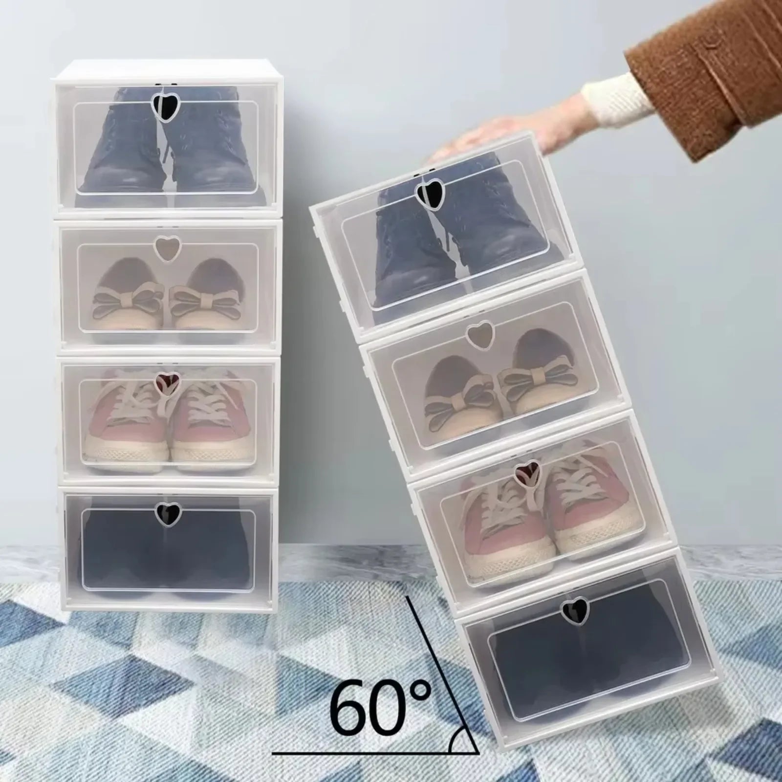Bymaocar 20Pcs Clear Stackable Shoe Box Organizer