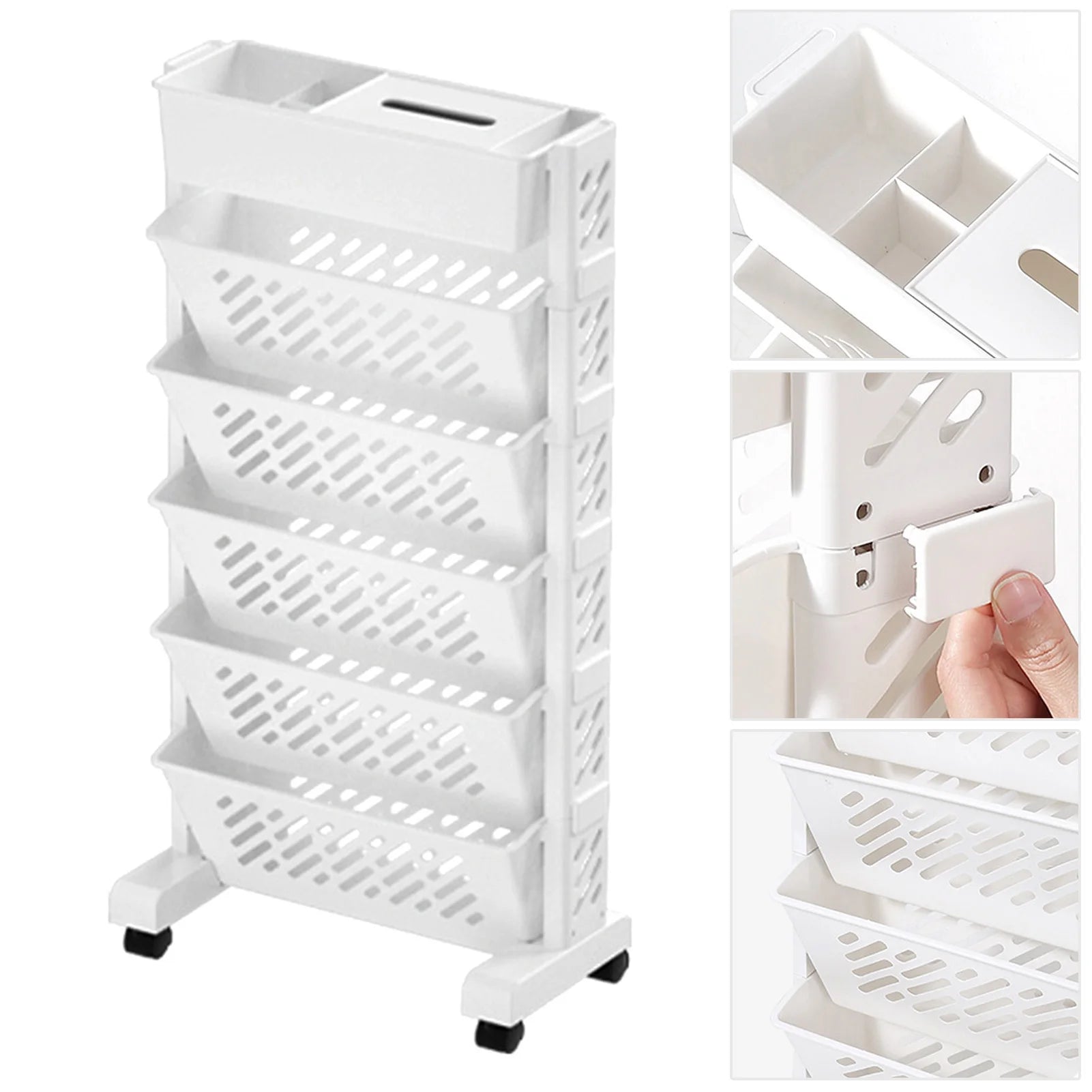 Rotatable Rolling Plastic Bookshelf with Large Capacity