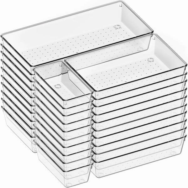 Large Clear Plastic Drawer Organizer Bins – Pack