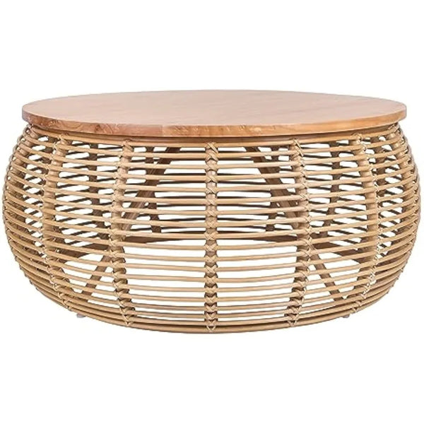 npd furniture and more Iris Rattan Round Coffee Table, Honey Brown