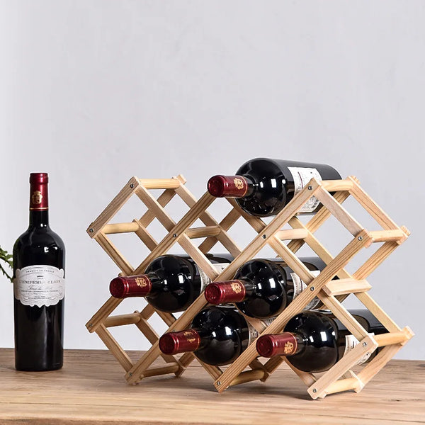 Stackable Wooden Wine Storage Rack (3–10 Bottles)