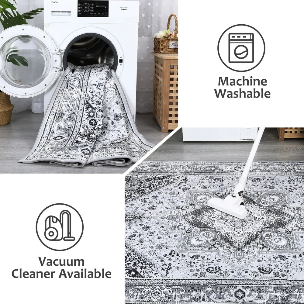 2x6ft Washable Vintage Runner Rug – Low-Pile