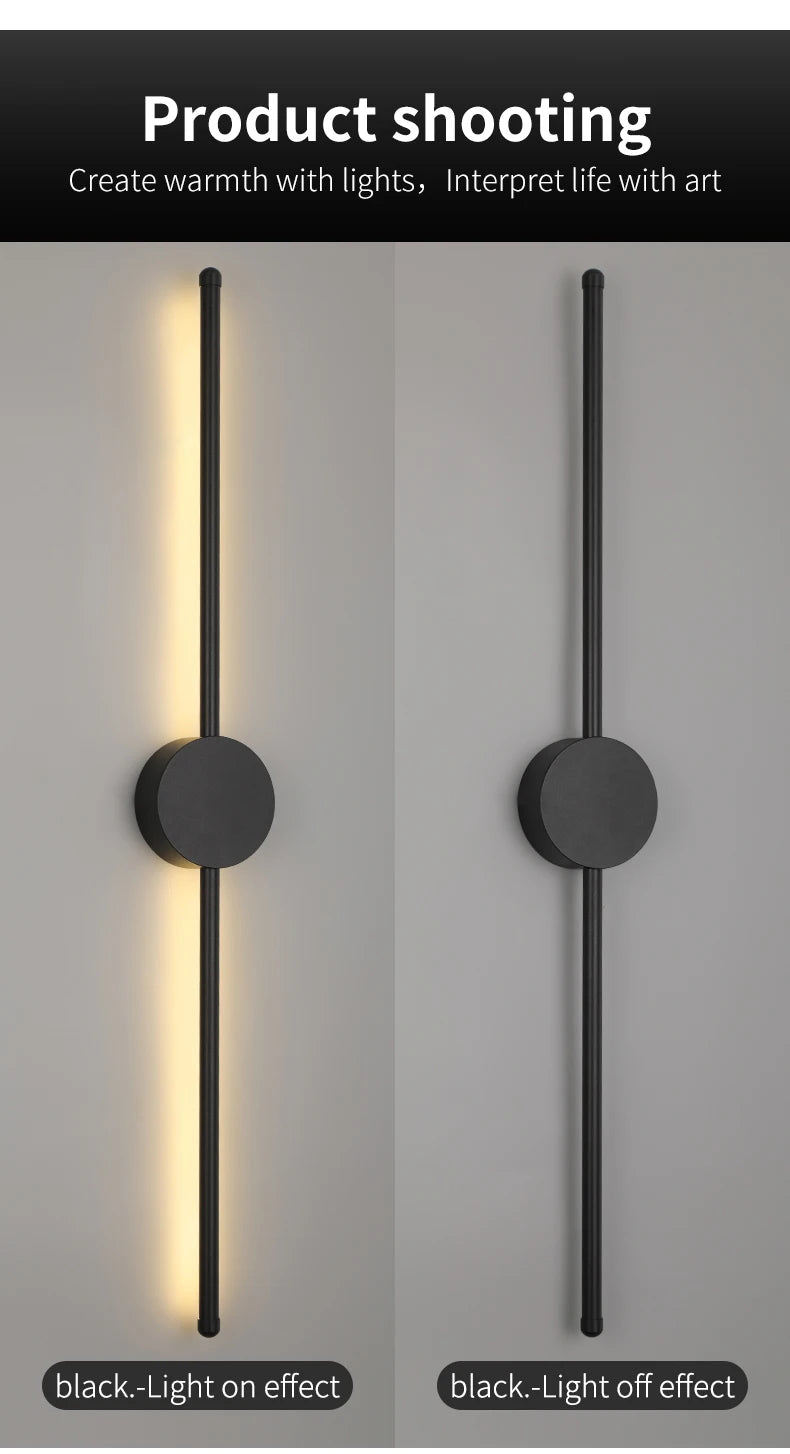 Modern Black I-Shaped LED Wall Light