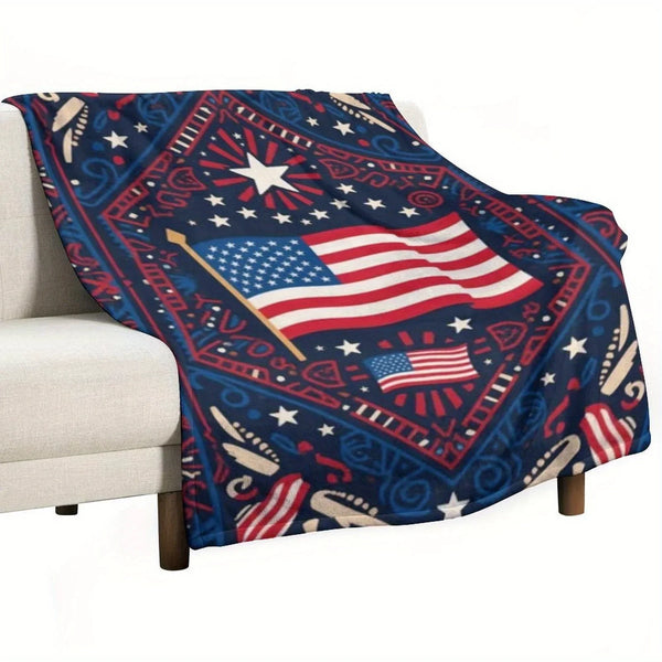 Retro Style Flannel Throw Blanket with Letter Print