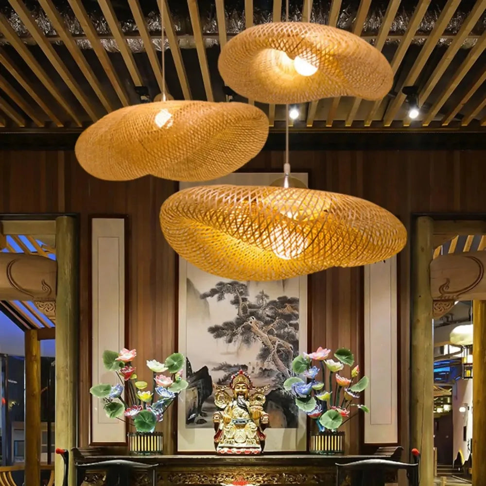 Handmade Bamboo Weaving LED Pendant Light