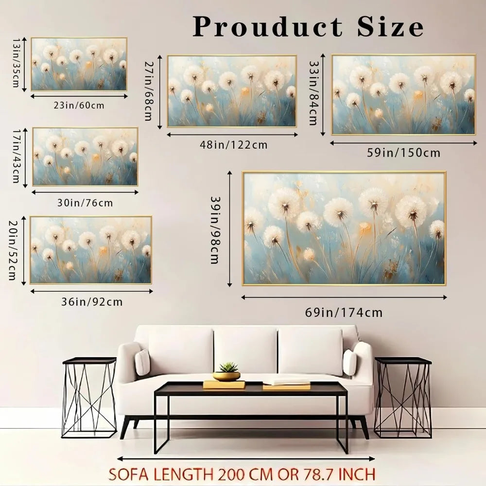 Dandelion Canvas Wall Art with Gold Frame
