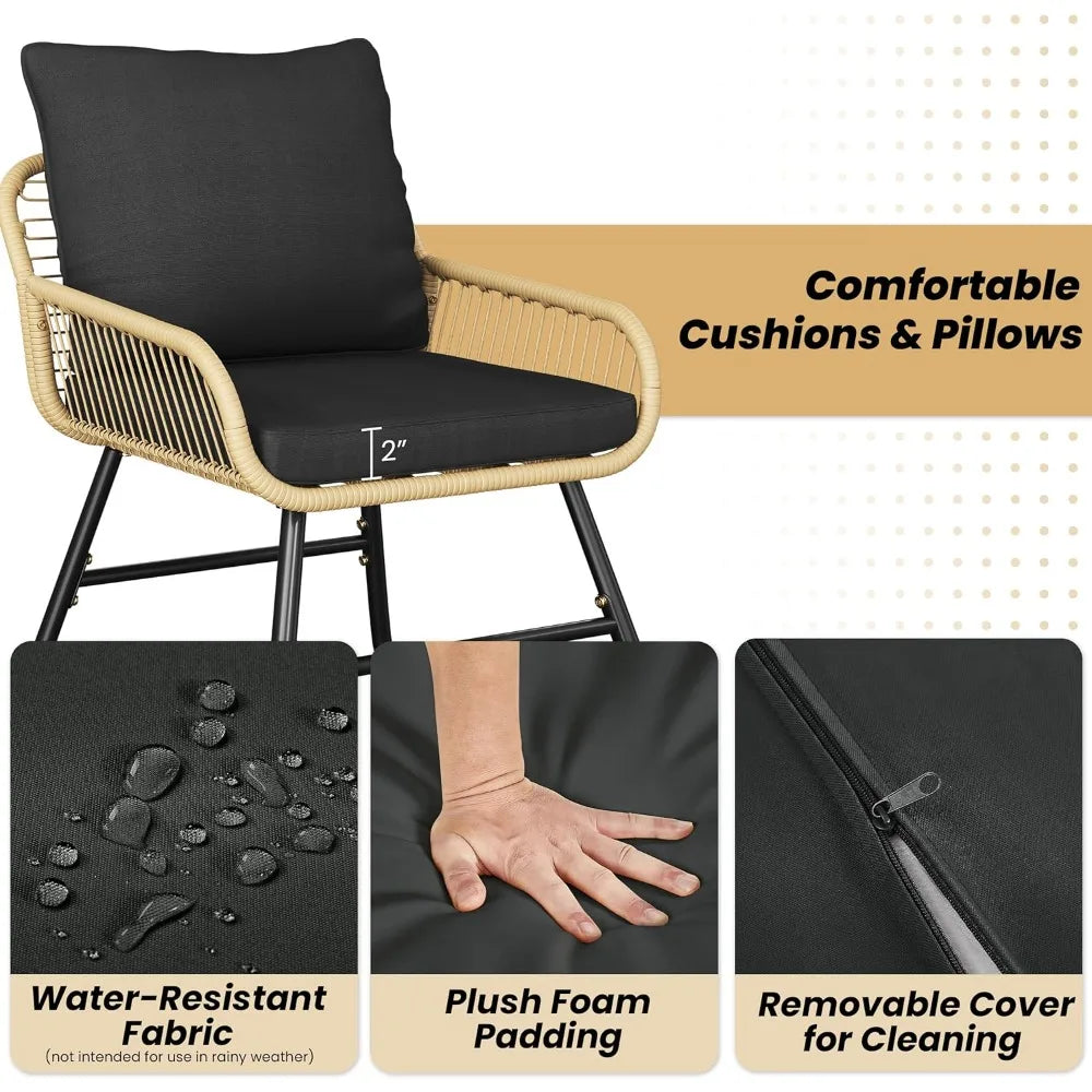 4-Piece Outdoor Wicker Patio Set with Cushions