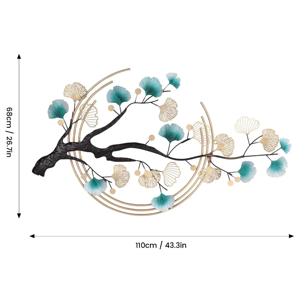 3D Gold Ginkgo Leaf Metal Wall Art